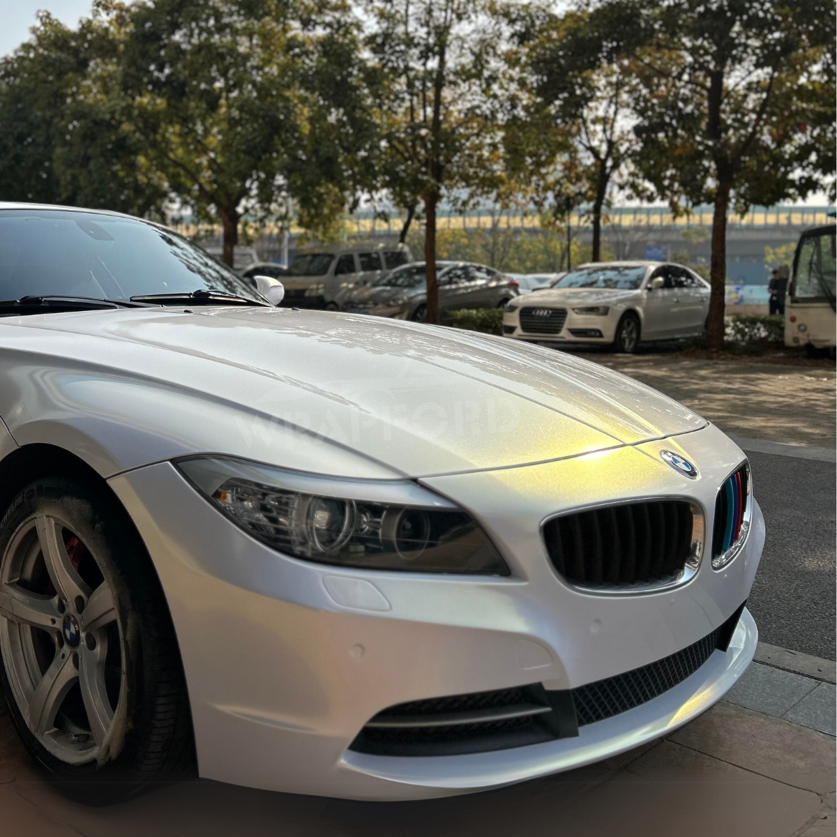 Glitzer Chamäleon Weiß Gold Vinyl Auto Folie