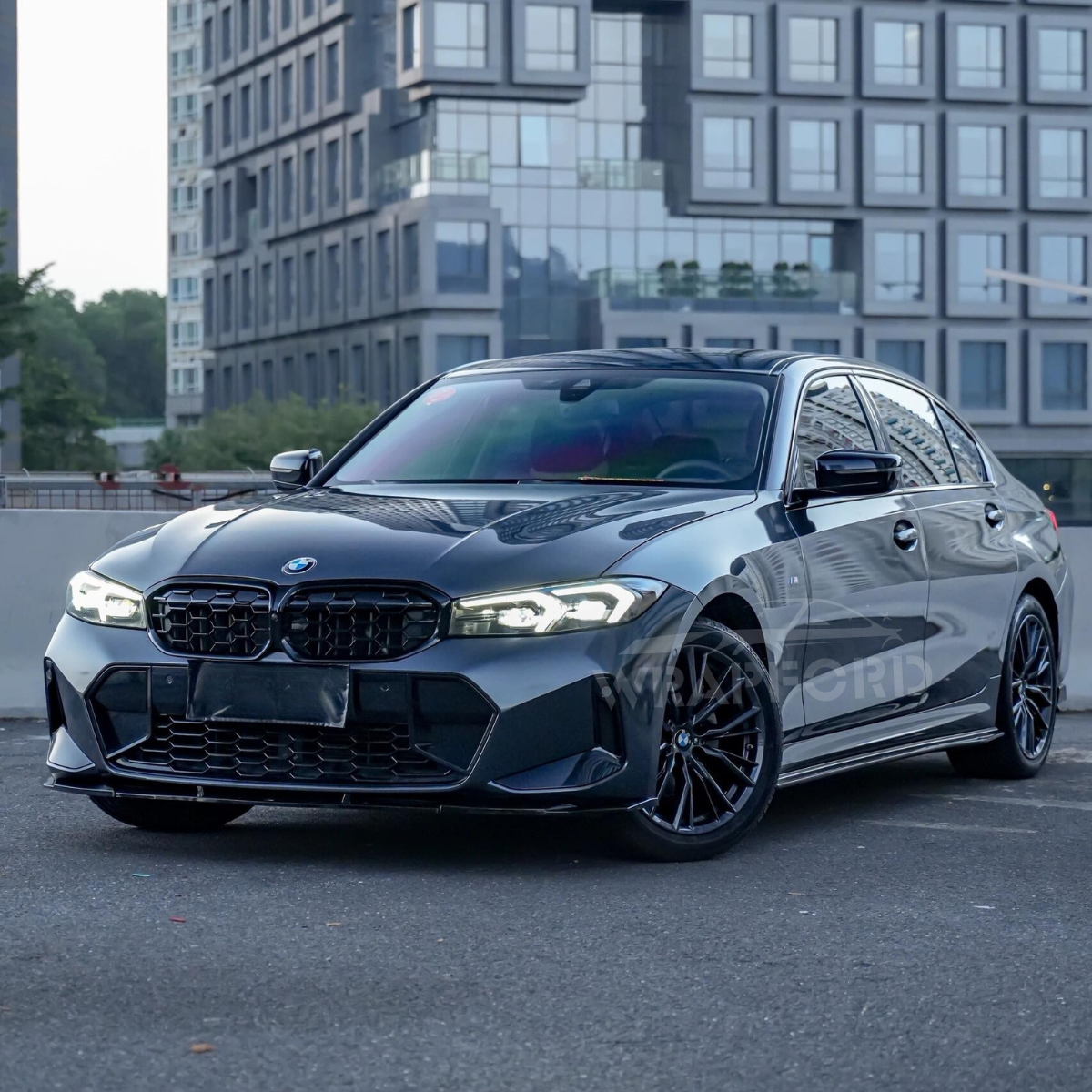 Glänzende Metallic Grau Blau Vinyl Wrap