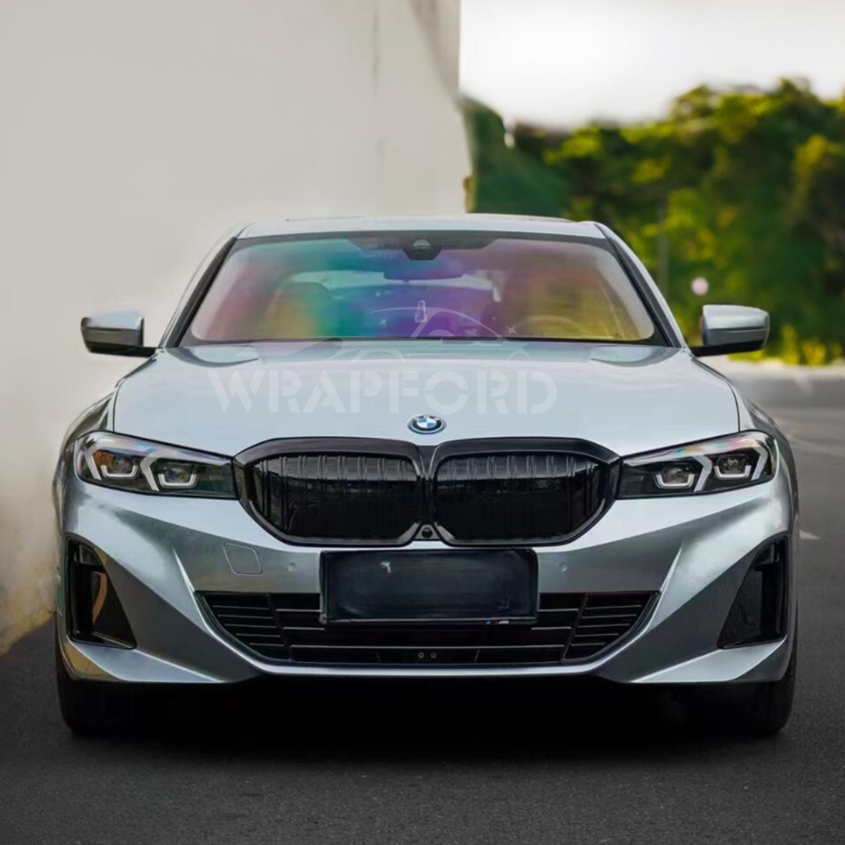 Glänzende Metallic Graue Vinyl Wrap