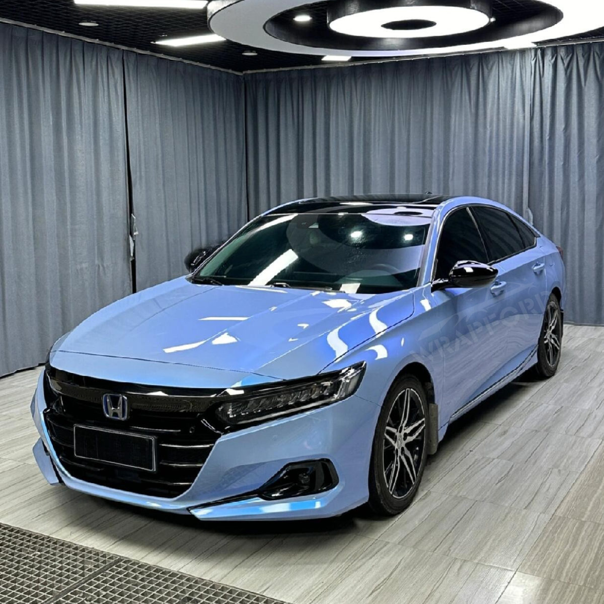 Hochglänzende Phantom Blau Graue Vinyl Wrap