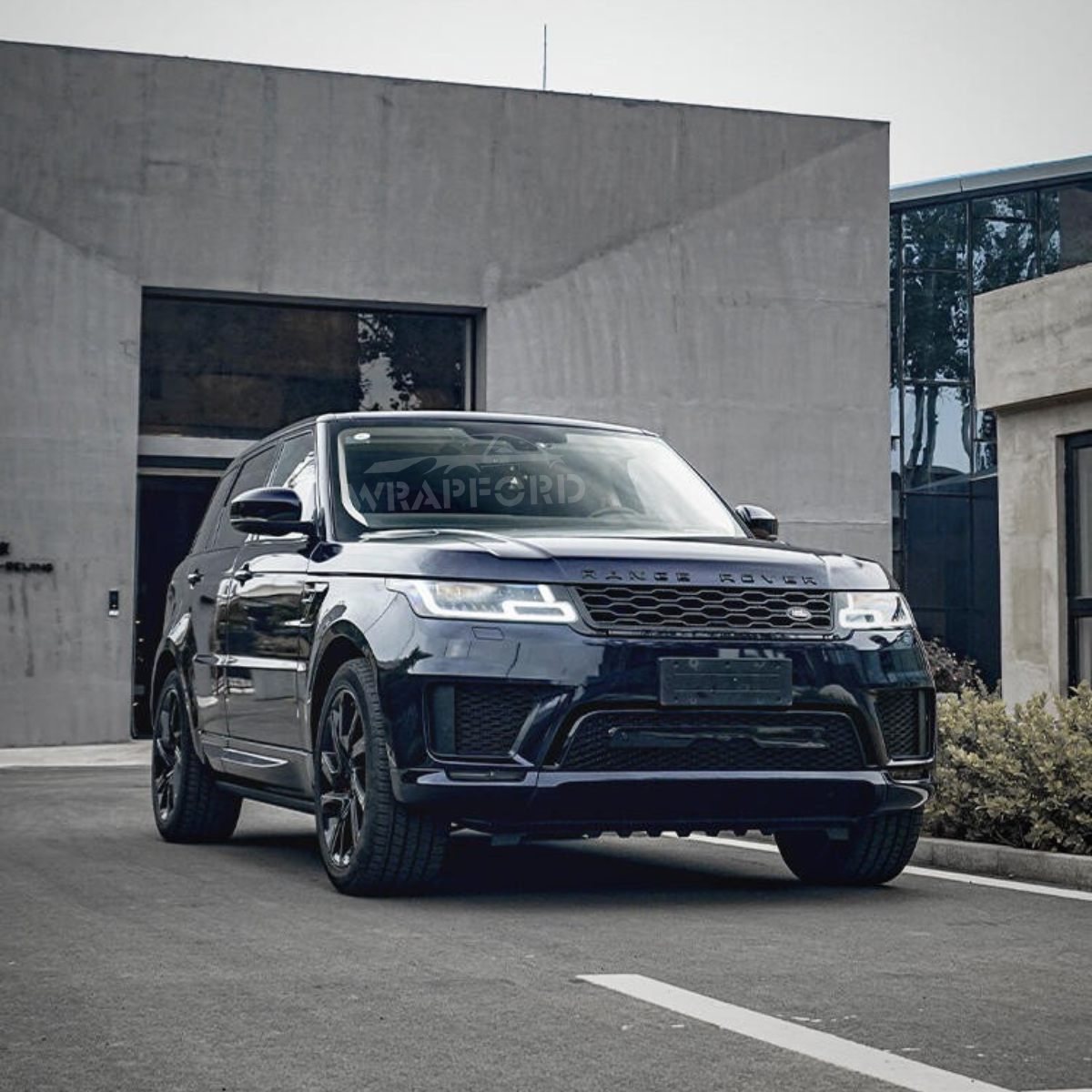 Glänzende Metallic Blau Schwarz Vinyl Wrap