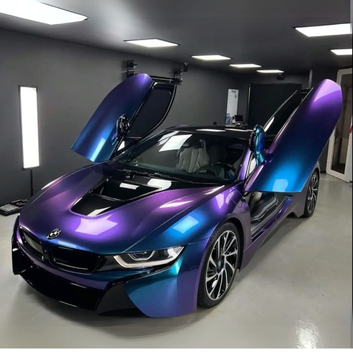 Glanz Metallisch Lila Blau Chamäleon Vinyl Wrap